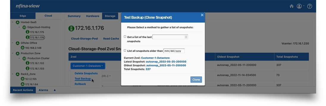 Nfina-View Test Backups